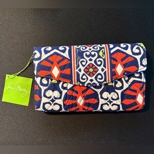 Vera Bradley Red and Blue Floral Wallet with Cross body Strap